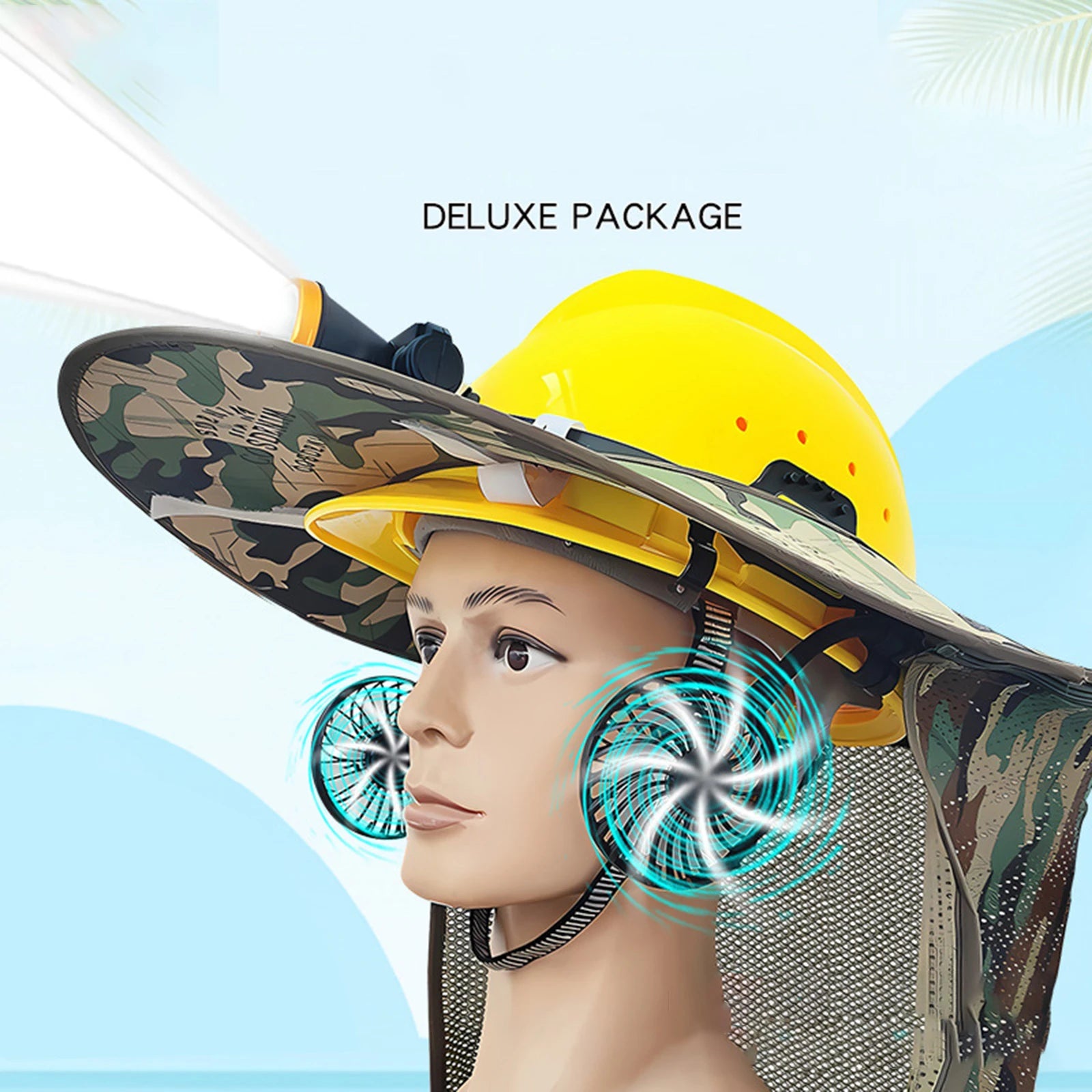 Helmets Fan Cooling External Fan Powerful Wind with Night Light Universal Adapter Hard Hat Fan Portable Safe Fan Adjustable