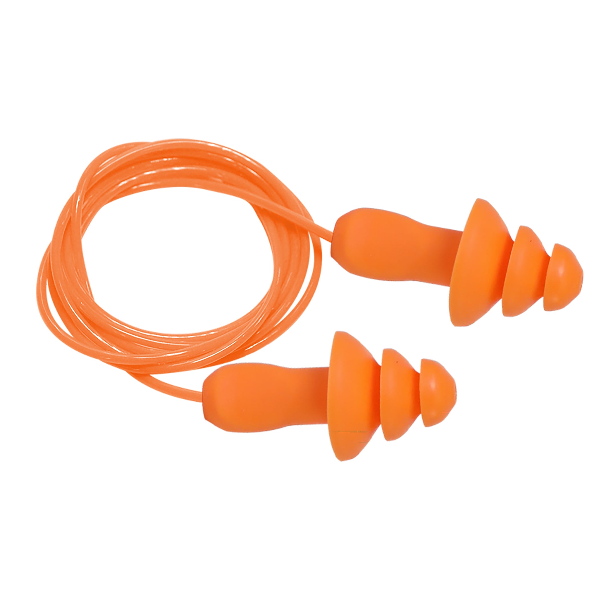 SEALTEC TipGrip™ Orange TPR  Triple-Flange Reusable Earplug, NRR 26dB, CSA Class AL W/ Cord. (100 pair/Box, 10 Boxes/case, 1000 pair/case), Sold by the box.