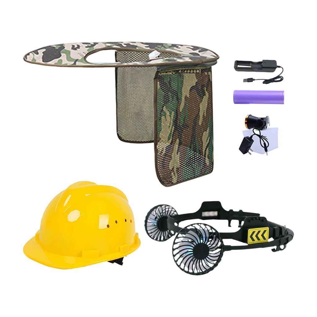 Helmets Fan Cooling External Fan Powerful Wind with Night Light Universal Adapter Hard Hat Fan Portable Safe Fan Adjustable